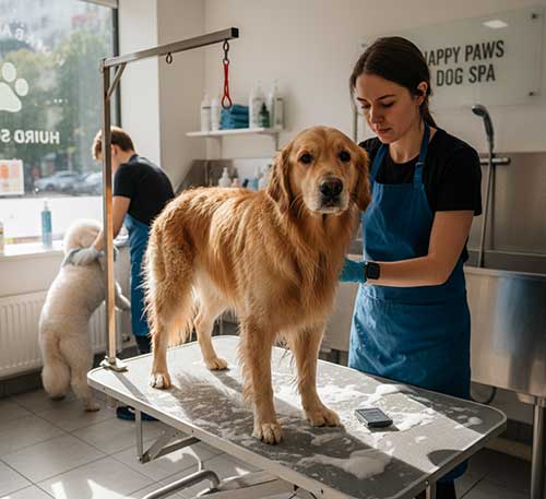Groomer visit with pet